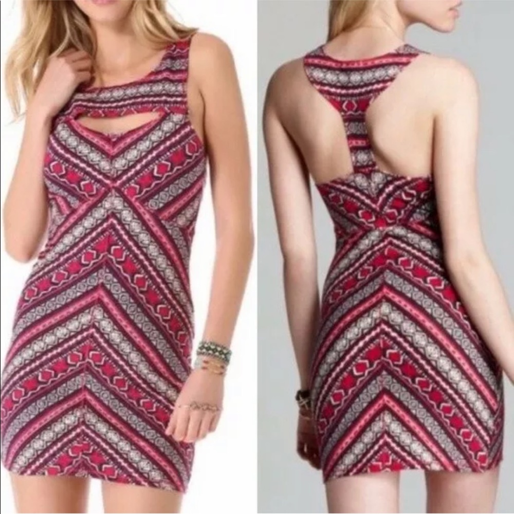 Free People NEVER WORN bodycon dress M tribal print
